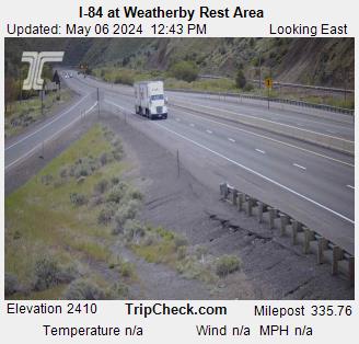 Interstate 84 at Weatherby Rest Area.  Courtesy Oregon Department of Transportation.