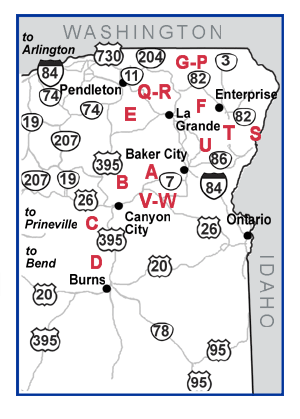 Map of Northeast Oregon Sno Parks