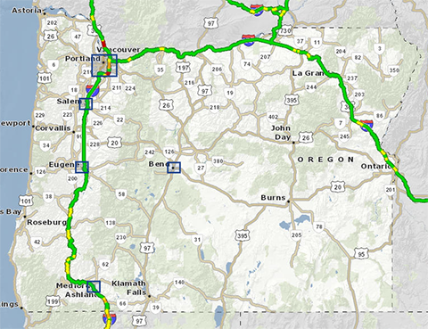 odot trip check near eugene or