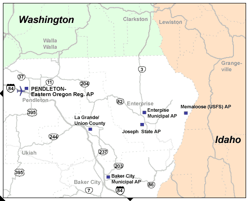 Map showing airport locations