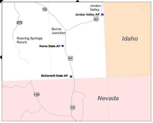 Map showing airport locations