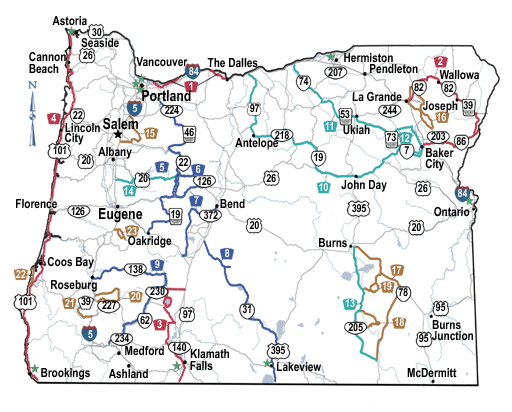 map of oregon highways Oregon Scenic Byways Tripcheck Oregon Traveler Information map of oregon highways