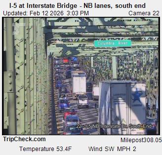 Camera 1002: I-5 at Interstate Bridge NB, south end