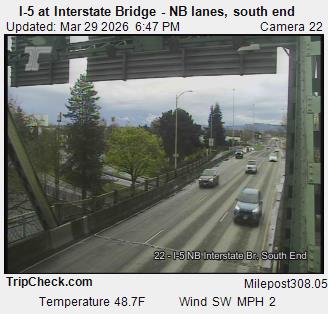 Camera 1002: I-5 at Interstate Bridge NB, south end