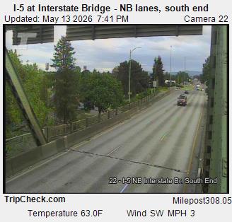 Camera 1002: I-5 at Interstate Bridge NB, south end