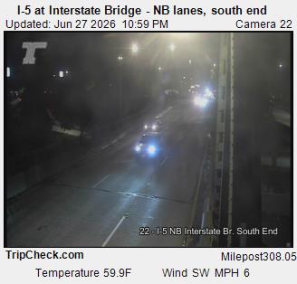Camera 1002: I-5 at Interstate Bridge NB, south end