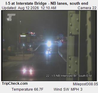 Camera 1002: I-5 at Interstate Bridge NB, south end