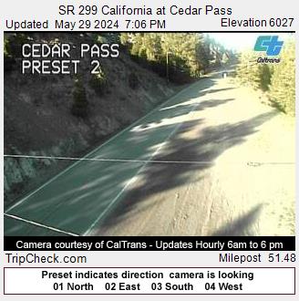 Traffic Cam SR 299 California at Cedar Pass
