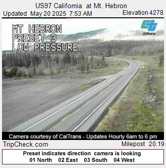 Traffic Cam US 97 California  at Mt. Hebron